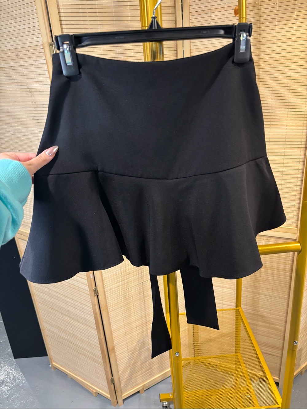 Zara Black Ruffle-Hem Mini Skirt